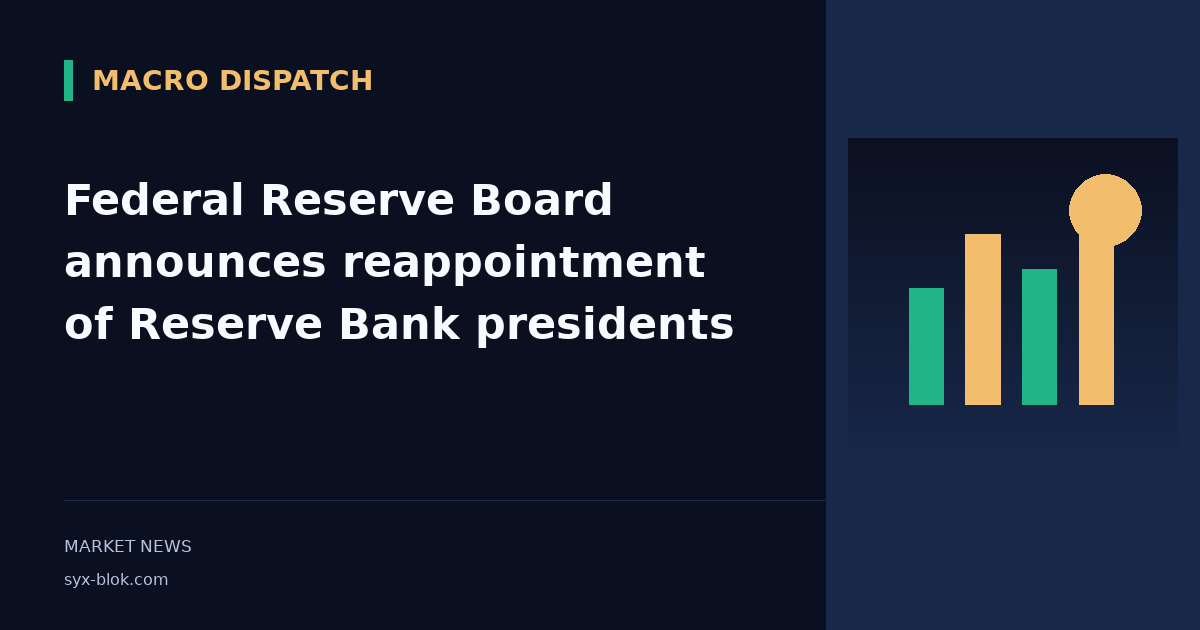 Federal Reserve Board announces reappointment of Reserve Bank presidents