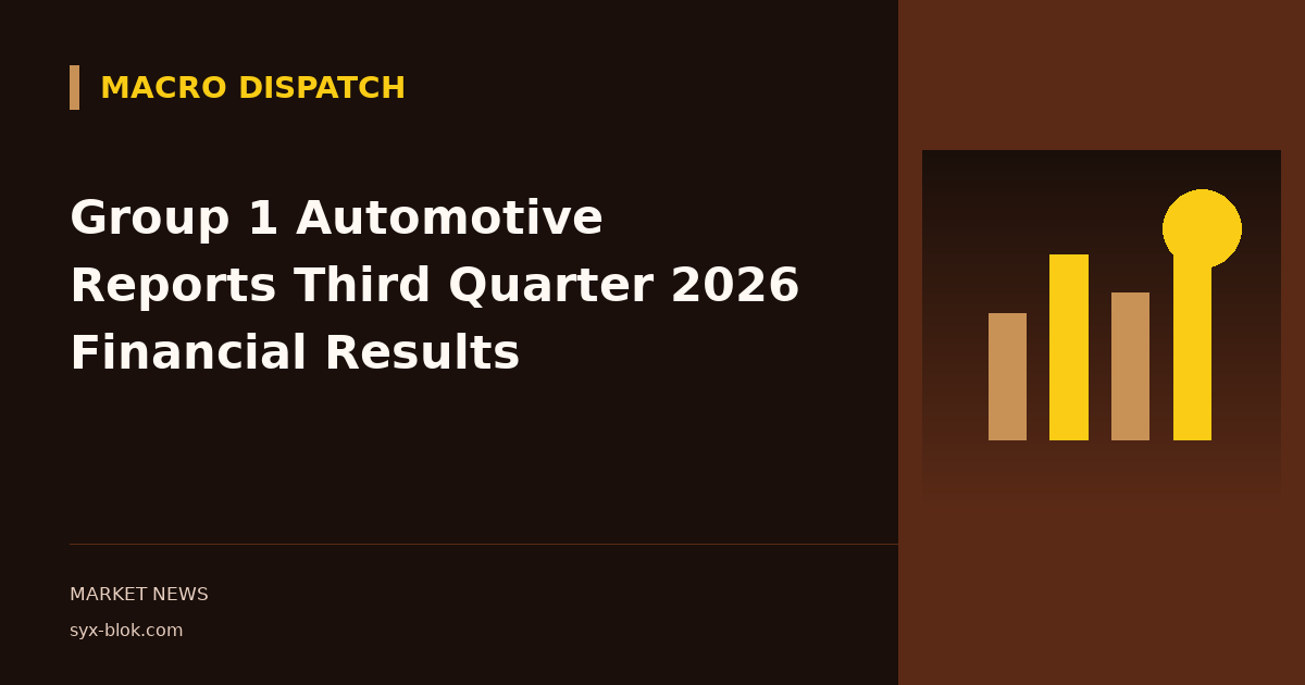 Group 1 Automotive Reports Third Quarter 2026 Financial Results